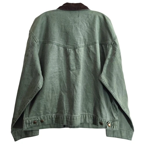 VALOR Collective Jacket Mens XL Green Chore Cropped Corduroy Collar Canvas Barn image 8