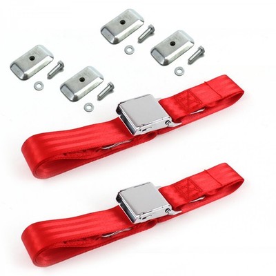 Camaro 1982 - 1992 Airplane 2pt Red Belt Kit w/Brackets-2 Belts