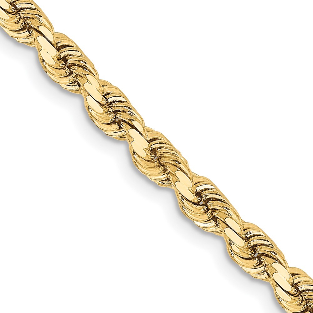 10K Yellow Gold 3.75mm Diamond-cut Rope Chain Necklace 20