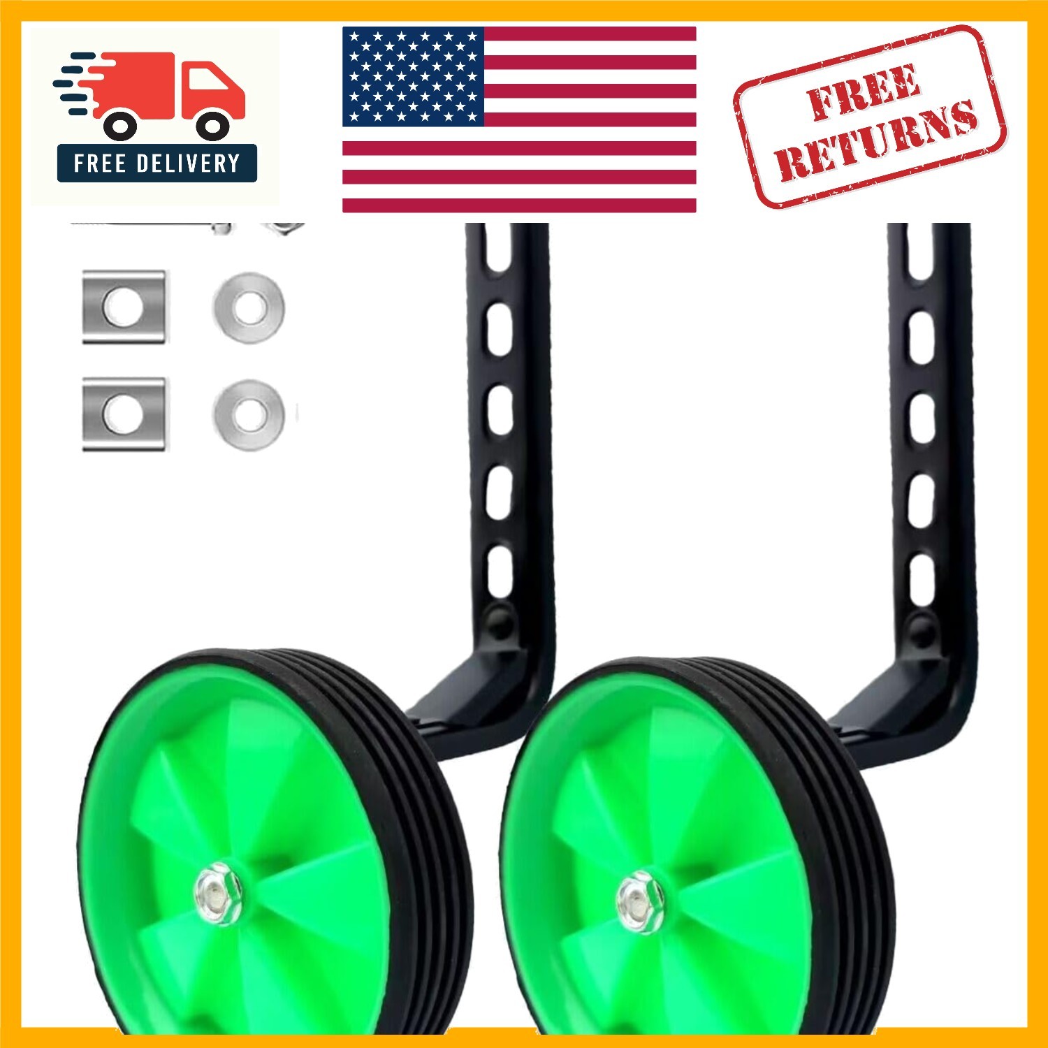 Reinforced Steel Training Wheels for Kids Bikes 12-20 Inch - Slip-Proof Safety