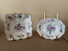 2 X Midwinter England Bone China Trinket Dishes Floral Gold Gilt Scalloped Edge