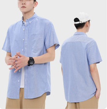 Men Shirt Short Sleeve Slim Fit Casual Button Down Dress Shirt Cotton blend Tops