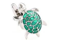 Turtle Tortoise Cufflinks Pair in Presentation Gift Box with Polishing Cloth