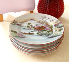 Vintage Japanese Hand Painted Plates Set of 5 Porcelain Decorative Dishes 7.5"