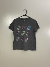 The Rolling Stones Gray Shirt 2020 Various Tongue Logos Size M       C82