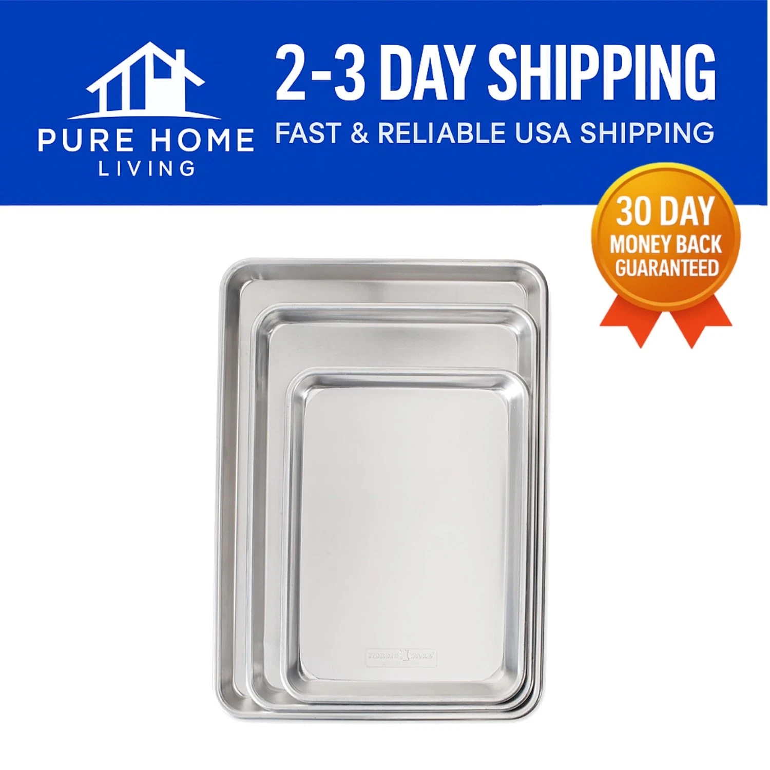 Naturals 3-Piece Aluminum Bakeware Set - Half, Jelly Roll & Quarter Sheets