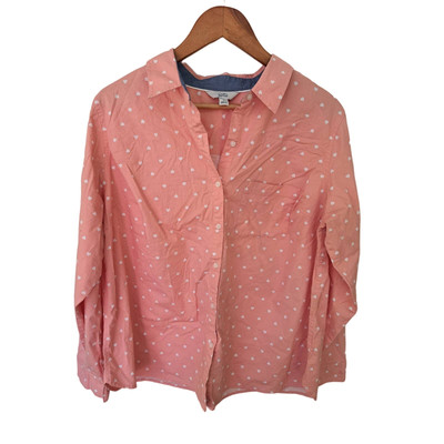 Croft & barrow peach long sleeve button up sz 1 x hearts detail cute see desc