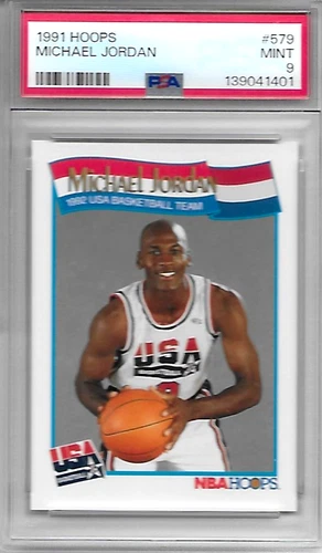 1991 NBA HOOPS MICHAEL JORDAN USA BASKETBALL CARD #579 PSA 9 MINT DREAM TEAM SP