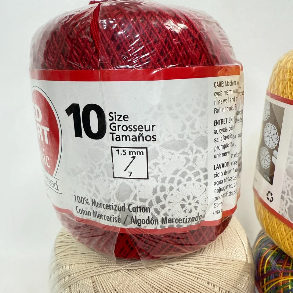 Red Heart Classic Crochet Thread Size 10 Mixed Lot Red Natural Yellow, Mexicana - Image 2 of 4