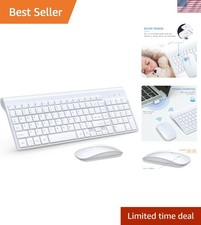 Efficient Wireless Keyboard and Mouse Set with Cover, Batteries Included - White