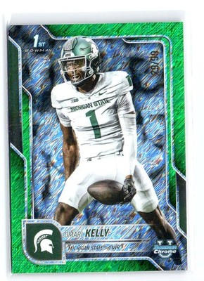 2025 Bowman Chrome U University Omari Kelly #38 1st Green Shimmer Refractor /99