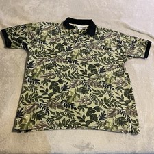Vintage Ocean Pacific Shirt Men Large Floral Hawaiian Textured Op Sport Polo