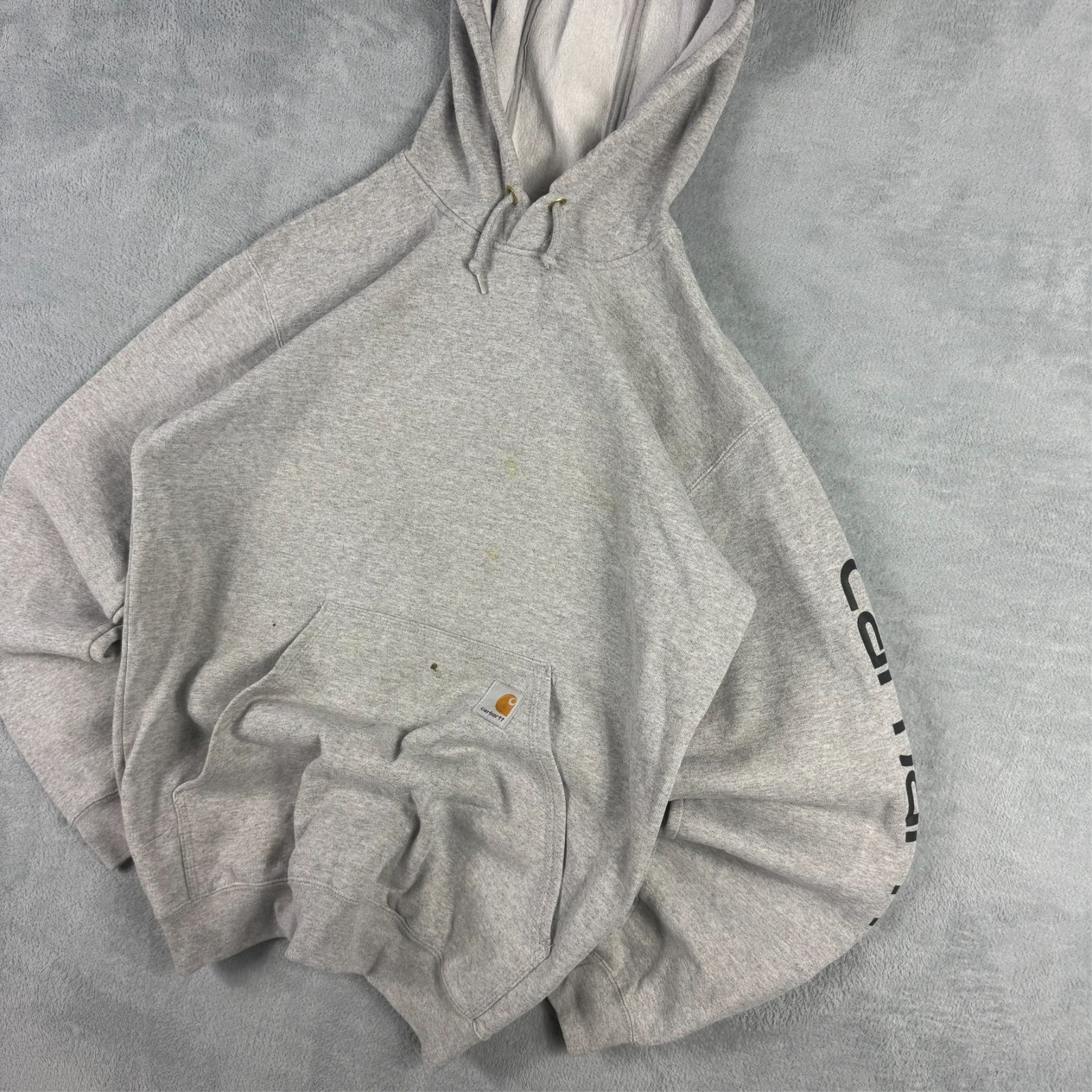 VTG Carhartt 2000's Y2K Grey Heavyweight Original Fit Size Small Pullover Hoodie image 3