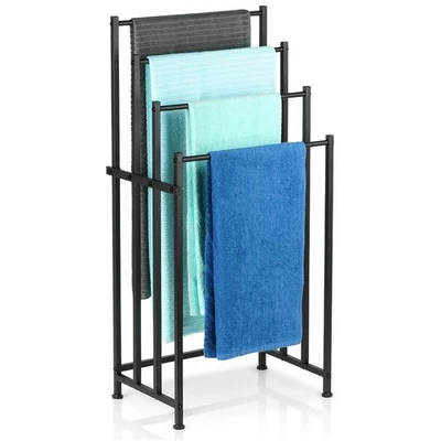 Porte-Serviettes Métal Noir Autoportant 4 Barres Design Industriel Durable - Photo 1/4