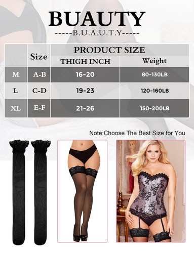 Buauty schwarze Overknee Strümpfe für Damen - Spitzentop Sexy Overknee Höschen... - Bild 5 von 7