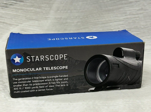 Starscope Monocular Telescope Gen 2 10x Zoom Water Resistant Open Box Unused