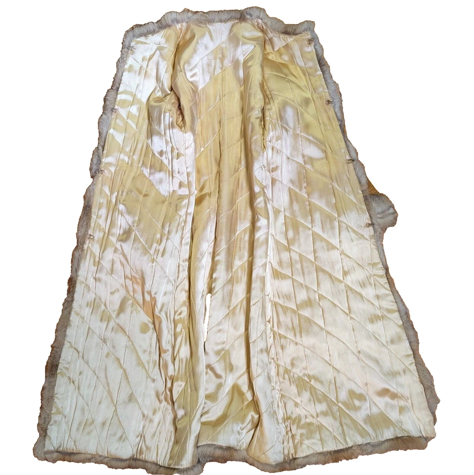 Vintage 60s Penny Lane Embroidered Suede Coat With Rabbit Fur Trim Sz S - Image 4 of 4