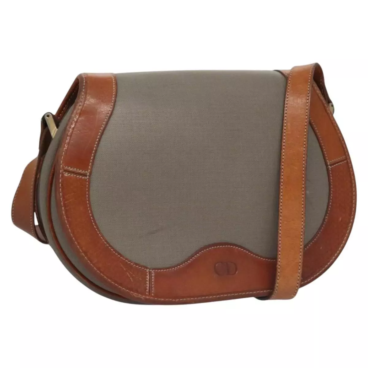 Sac bandoulière Christian Dior PVC cuir gris or authentique bs22030