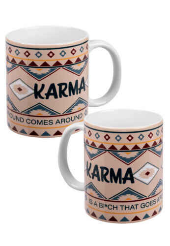 Karma Tasse - Karma is a Bi*ch Kaffeetasse Kaffeebecher Becher Keramik 320ml - Bild 1 von 4