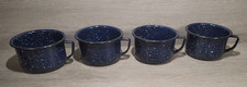 Vintage Speckled Enamelware Blue Camp Cups Mugs Coffee Set Of 4