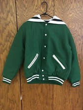 Nwt Xs, S Womens Letterman Jacket Game Kelly Green Black Trim Varsity St Patrick