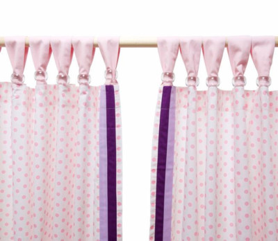 Kinderzimmer Baumwoll-Vorhänge Gardinen rosa Punkte mit Schlaufen 1-Set  150x250