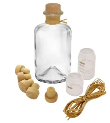 GENIESS-BAR! 18x Profiset Apothekerflaschen Glas leer 0,35 L & Korken Bast Kapsel transparent