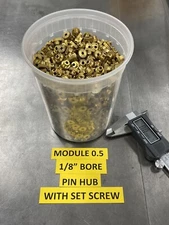 QTY 1 TRADESHIP BRASS PINION GEAR MODULE 0.5 PITCH 20 TEETH .125" BORE SLOT CAR