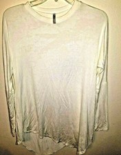 Womens Top Size S But Like A L Cream Long Sleeve Stretch V Bottom Hem 35 L  22