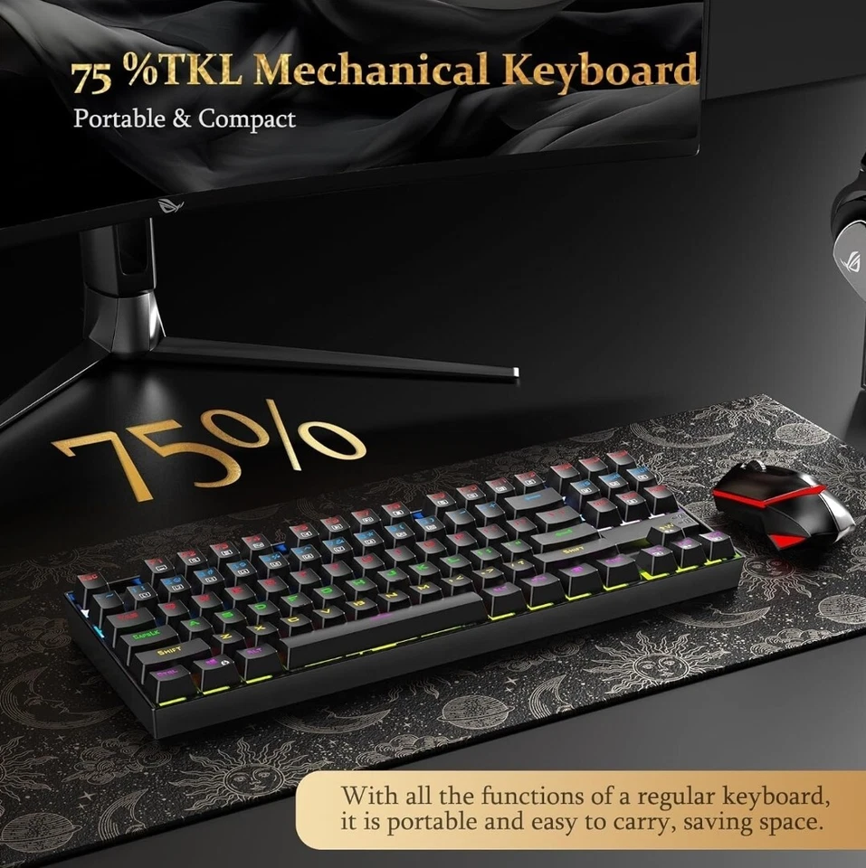 Redragon K552 Mechanical Gaming Keyboard RGB LED Rainbow Backlit Wired Keyboard - Image 3 of 4