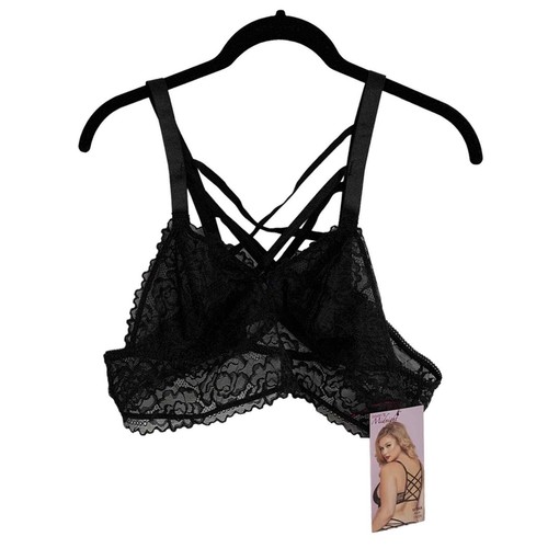 Seven till Midnight Black Lace Longline Lattice Back Bralette Wireless 1X / 2X - Picture 7 of 12