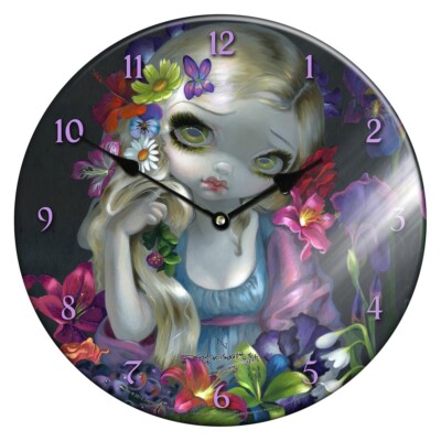 Edle Glas Wanduhr Flora by Jasmine Becket Griffith 34cm Figur Frau Women Uhr