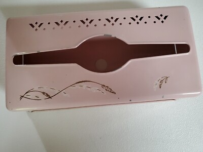 Vintage Detecto Light Pink Metal Tissue Holder Vanity Box Wall Hanging Holes