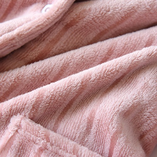Femme Rayé Flanelle Moelleux Pyjama Haut Chemise Chauffe Nuisette Domestique Lit - Picture 10 of 16