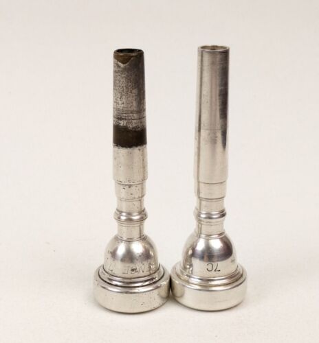 Benge 7C Trumpet Mouthpiece + Unmarked 7C Lot of Two Vintage Preowned - Afbeelding 1 van 5