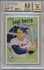 YOGI BERRA 2008 Topps HERITAGE Real One AUTO /59 RED INK ’59 Style BGS 9.5 Pop 2