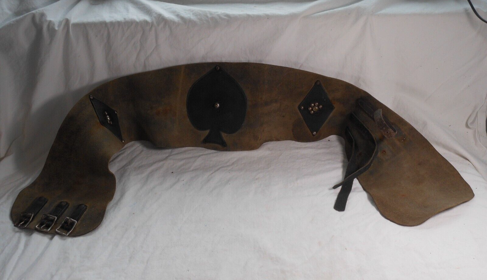 Vintage Motorcycle Kidney Belt / Corset Belt, Leather, Spade & Diamond