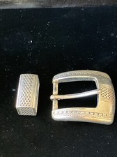 Southwestern Concho Design 2 Piece Belt Buckle Set Silver Plate RCC Taiwan 1993