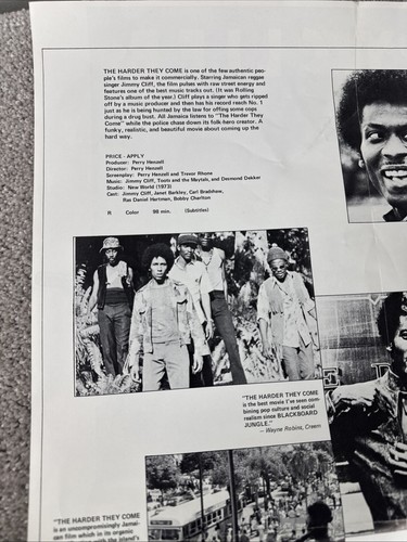AFFICHE du film THE HARD THEY COME 16 x 24 Jimmy Cliff réédition 1976 originale - Photo 11/11