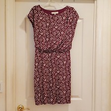 Ann Taylor Loft Dress Women's Size Small Floral Sleeveless Wine Rayon Blend VGUC
