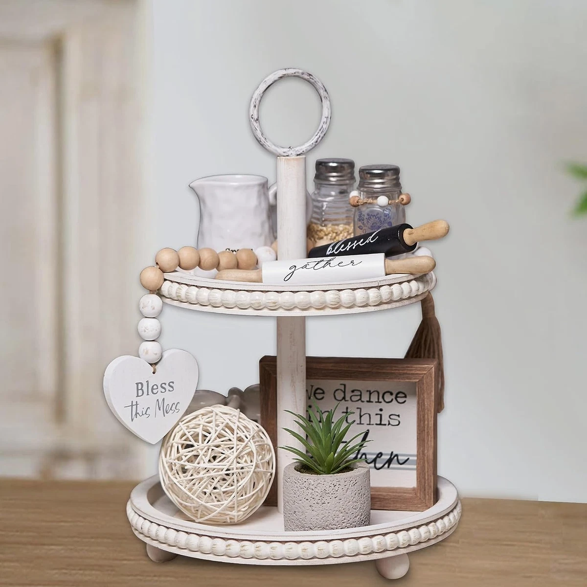 Farmhouse tiered cheap tray decor