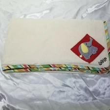 Cocalo Elephant Unisex Cream Baby Blanket  Striped Trim 