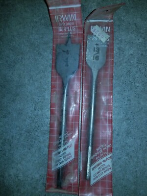 Two Irwin Speedbor 88 plus 1'' & 13/16'' Speedbor  Standard Length Flat Wood Bit 