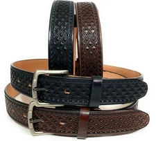 Men's Heavy Duty Genuine Leather Belt, Uniform Style Work or Casual Belt
