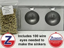3187 New Do-It Cannon Ball Sinker Mold w/Sz 2 Wire Eyes 8, 10 oz 2 cavity mold