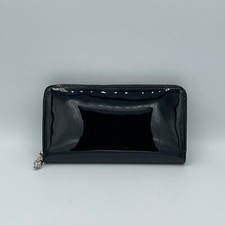  525 Alexander McQueen Black Patent Leather Zip Around Wallet 375282 DP00I 1000