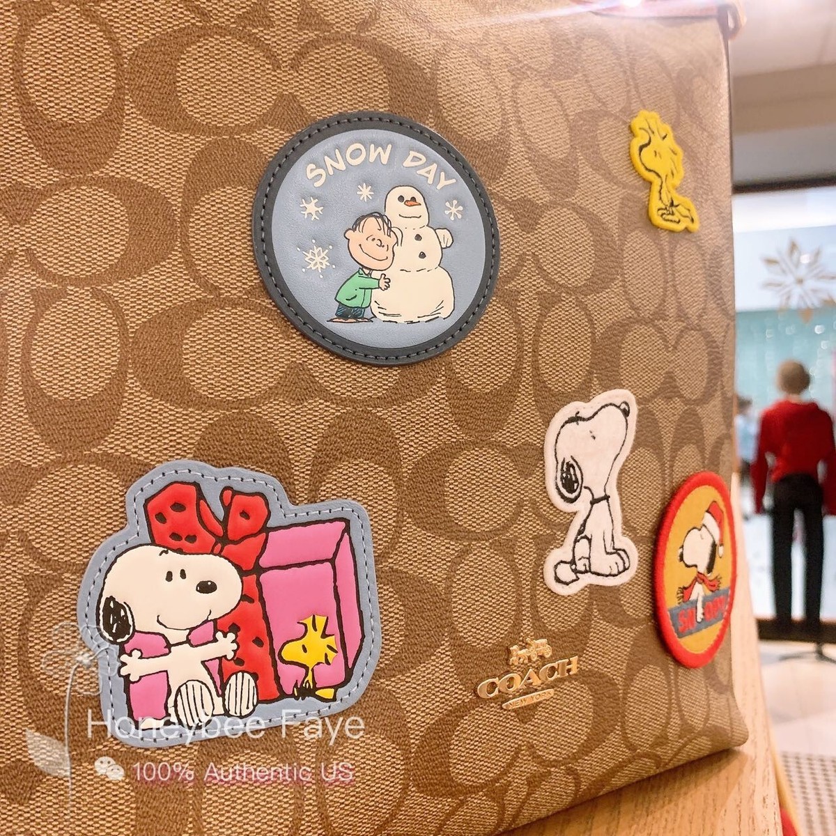 NWT Coach X Peanuts Val Duffle In Signature Canvas With Patches