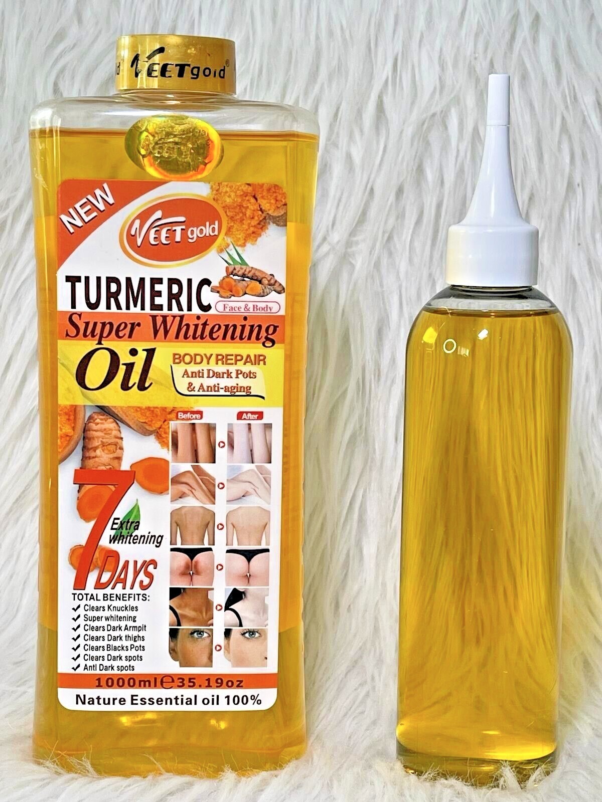 Huile anti taches au turmeric Veetgold pour clarifier et hydrater la peau mate 100ml