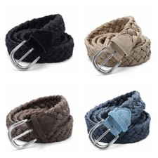 Hommes Tressé Élastique Tissé Ceinture Broche Boucle Acier Pantalon Décontracté