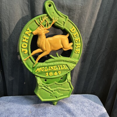 John Deere Cast Iron Wall Pocket Letter Mail Bill Holder 10'' x 17'' VTG.      E5